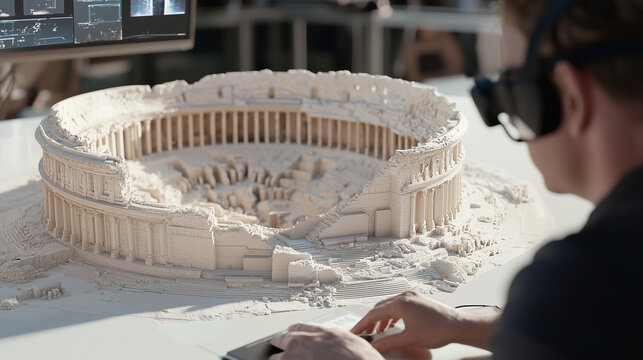 Digital Artists Creating 3D Model of Roman Amphitheater