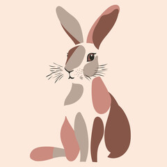 Cute bunny abstraction watercolor style harmonious colors of the earth