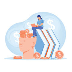 A woman invests money in education.