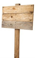 Wooden sign isolated on white background.
