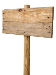 Wooden sign isolated on white background.
