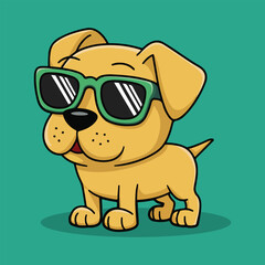  golden retriever dog vector smiling face with sunglasses | A cute Happy golden retriever dog face cartoon illustration, lab dog breed clip art element design with tongue out, Dog Face.