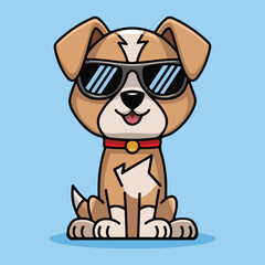  golden retriever dog vector smiling face with sunglasses | A cute Happy golden retriever dog face cartoon illustration, lab dog breed clip art element design with tongue out, Dog Face.