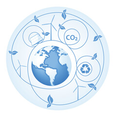 The concept of sustainable development with environmentally friendly and recycling technology.