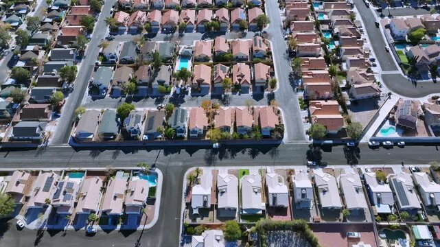 Aerial View of Residential Suburb in Las Vegas with Modern Housing Layout