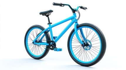 Obraz premium Light blue bicycle isolated on white background.