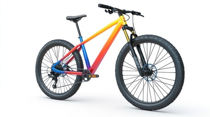 Fototapeta premium Vibrant gradient mountain bike isolated on white.