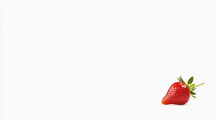 Obraz premium Fresh strawberry on white background food photography minimalist style close-up view