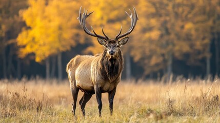 Majestic red deer stag in autumn