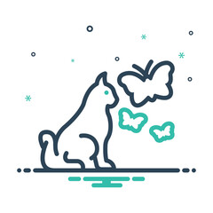 Mix icon for cat and butterfly