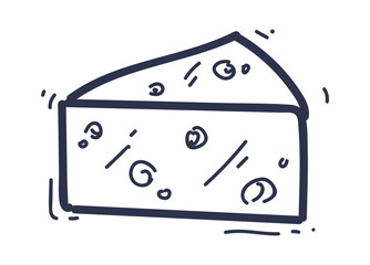 Simple line drawing of Swiss cheese with characteristic holes, symbolizing flavor and tradition.