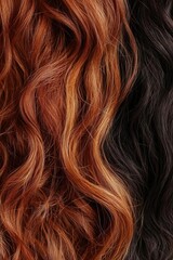 Naklejka premium Wavy hair textures close-up hair styles creative background natural light hair care concepts