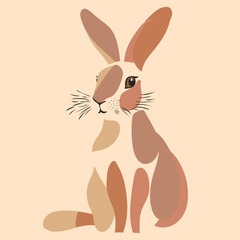 Cute bunny abstraction watercolor style harmonious colors of sand