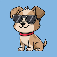  golden retriever dog vector smiling face with sunglasses | A cute Happy golden retriever dog face cartoon illustration, lab dog breed clip art element design with tongue out, Dog Face.