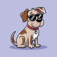  golden retriever dog vector smiling face with sunglasses | A cute Happy golden retriever dog face cartoon illustration, lab dog breed clip art element design with tongue out, Dog Face.