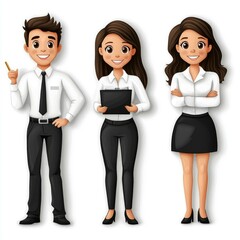 Confident Business Team: Cartoon Illustration of Diverse Professionals Ready to Succeed