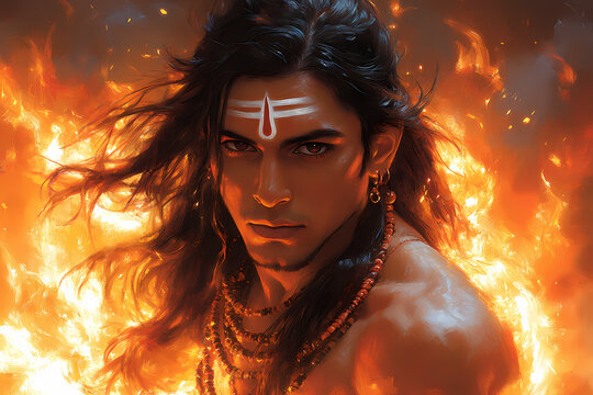 Shiva performing a cosmic dance within a circle of fire. A symbol of destruction and creation of the universe