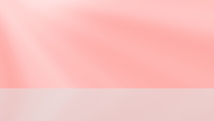 Fototapeta premium Pink wall with an empty shelf. Abstract pattern of a cement wall. Mockup. Copy space. Wallpaper or texture background for Valentine Day