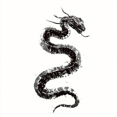 Obraz premium Black and White Snake Illustration