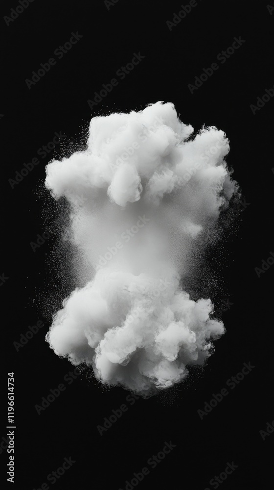 Poster dynamic cosmic dust cloud display studio setting high-definition image isolated black background abs