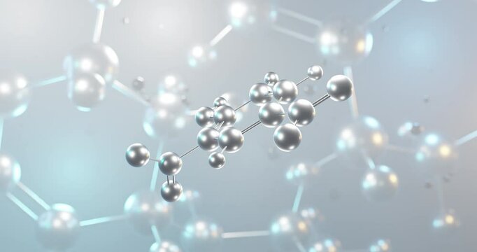 2,4-Dinitrophenol rotating 3d molecule, molecular structure of pesticide, seamless video