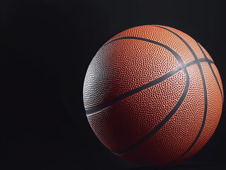 Fototapeta premium Close-up of a basketball on a black background, high-resolution photography, stock photo