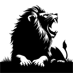 A lion in black silhouette style
