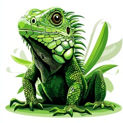 Obraz premium Green Iguana: A Vivid Portrait of a Tropical Lizard in its Natural Habitat