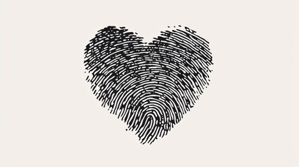 A creative design featuring a fingerprint shaped like a heart, symbolizing individuality and love. Perfect for themes of connection and personal identity.