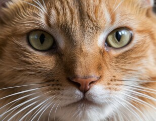 Close-up Portrait of a Ginger Cat with Striking Green Eyes and White Whiskers
