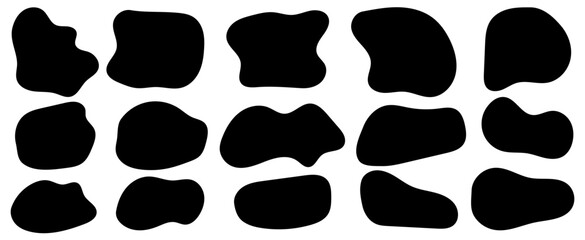 Hand drawn wavy organic form speech bubble, dialog frame background for text highlight set. Monochrome minimalistic sketch doodle set. 