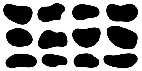 Hand drawn wavy organic form speech bubble, dialog frame background for text highlight set. Monochrome minimalistic sketch doodle set. 