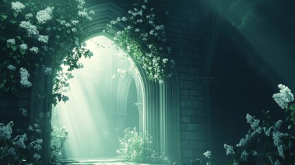 Enchanting Stone Archway Overgrown With Blossoms