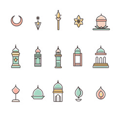 A set of icons a minimalist Eid Al-Fitr