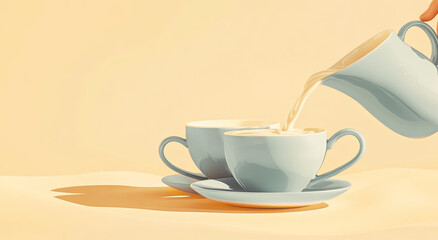 Obraz premium Pouring Milk into Cups