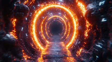 Experience the captivating energy of a cyberspace vortex filled with glowing data streams and futuristic designs in a mesmerizing digital landscape