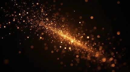 Golden glowing sparks on black background