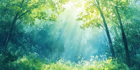 Sunlit Forest Scene A Tranquil Summer Day