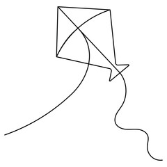 Kite icon continuous one line drawing outline vector illustration