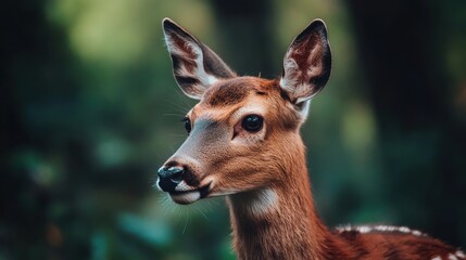 Fototapeta premium Close-up of a young deer in a forest.