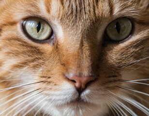 Close-up Portrait of a Ginger Cat with Striking Green Eyes