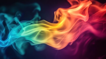 Obraz premium Vibrant Abstract Rainbow Smoke on Dark Background Creating a Dynamic and Colorful Visual Effect