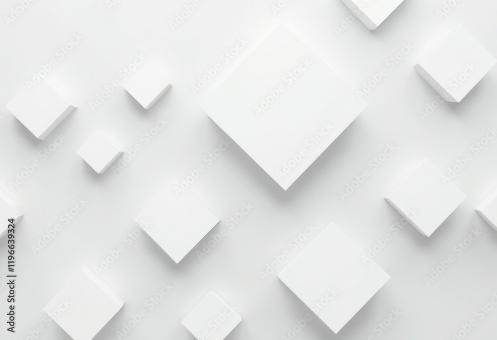 Aufkleber Square Patterned Background with White Squares on Light Gray Background
