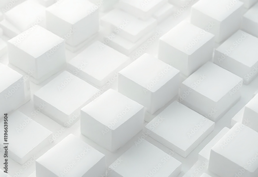 Poster abstract geometric pattern of white cubes