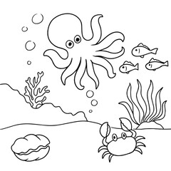 Underwater Marine Life Illustration