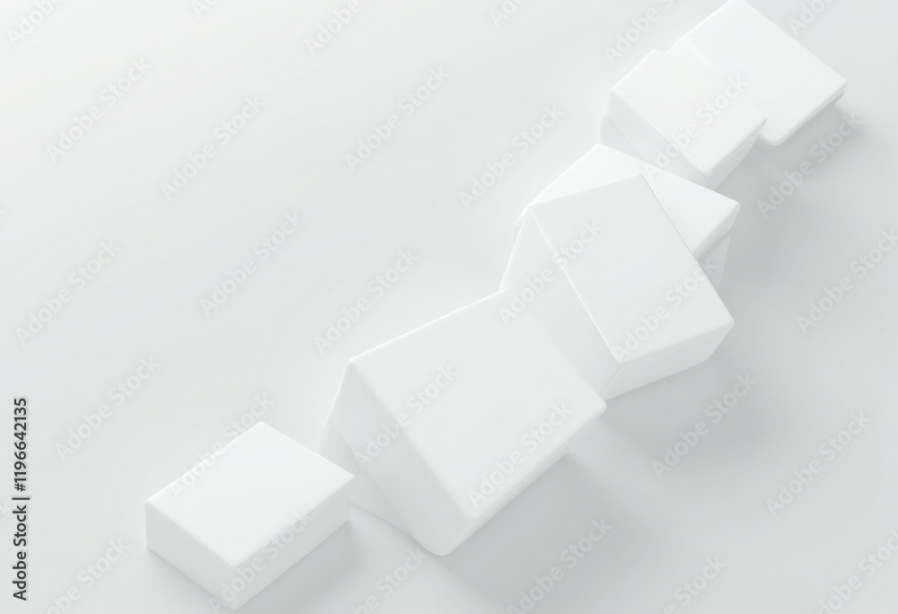 Aufkleber White Blocks Square Shapes Background Shadow Light Bright Clean Minimalistic Simple Geometric Abstract Art Design Illustration 3D Rendering Computer-Generated Image Photo Wallpaper