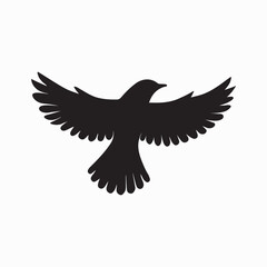 Detailed Bird Silhouette with Open Wings