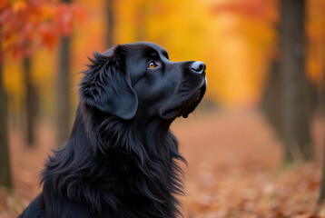 A black dog in a natural environment