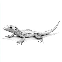 Fototapeta premium Pen and Ink Lizard Drawing: Detailed Wildlife Illustration of a Reptile's Anatomy