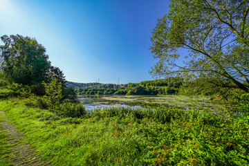 View of the reservoir near Keddinghausen and the surrounding nature. Landscape by the lake near...
